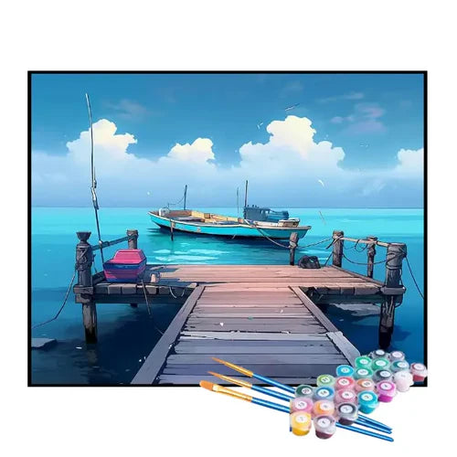 Kit de Pintura Numerada - Cais para Navios no Litoral