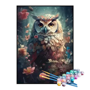 Kit de Pintura Numerada - Coruja no Jardim