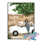 Kit de Pintura Numerada - Garota no Carro Branco