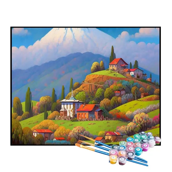 Kit de Pintura Numerada - Casas na Montanha