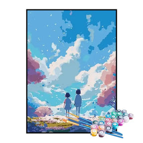 Kit de Pintura Numerada - Irmãos Contemplando o Universo