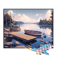 Kit de Pintura Numerada - Cais Tranquilo Longe da Cidade Grande