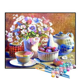 Kit de Pintura Numerada - Chá da Tarde e Arranjo de Flores