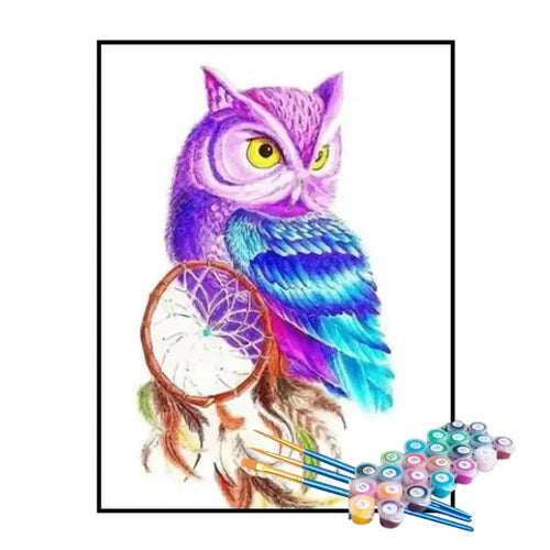 Kit de Pintura Numerada - Coruja com Apanhador de Sonhos