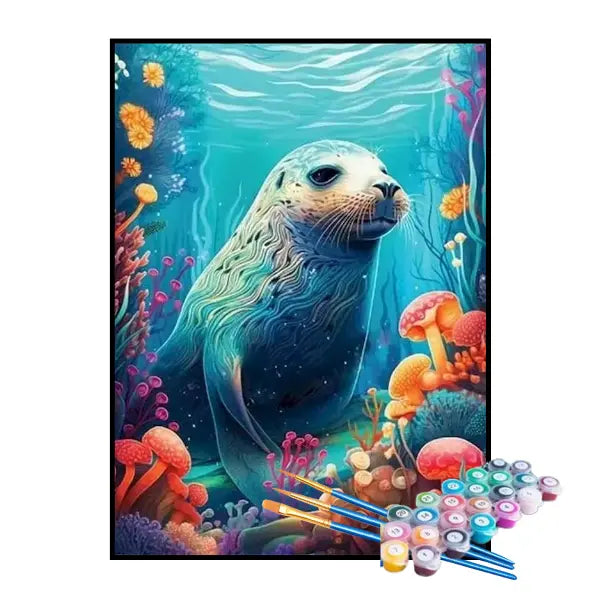 Kit de Pintura Numerada - Foca no Mar