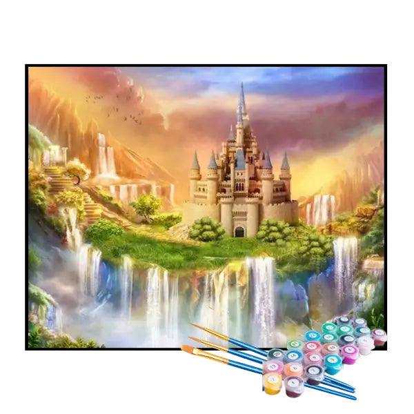 Kit de Pintura Numerada - Castelo Encantado na Cachoeira