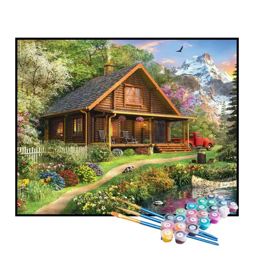 Kit de Pintura Numerada - Cabana no Campo
