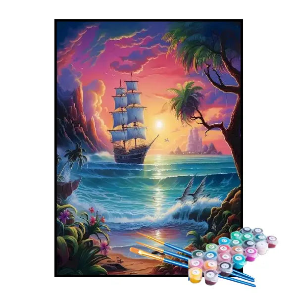 Kit de Pintura Numerada - Navio Rumo ao Reino Mágico