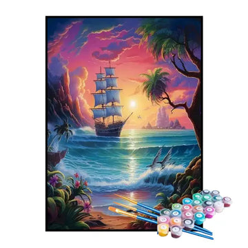 Kit de Pintura Numerada - Navio Rumo ao Reino Mágico