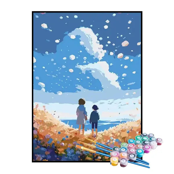 Kit de Pintura Numerada - Irmãos Contemplando o Céu