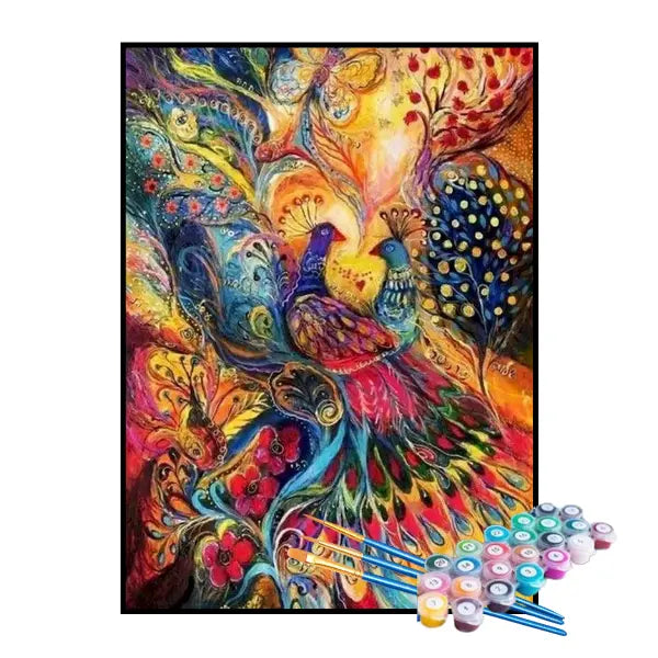 Kit de Pintura Numerada - Casal de Pavões