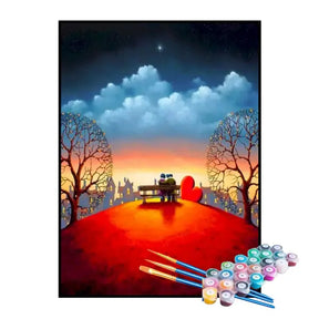 Kit de Pintura Numerada - Casal se Beijando ao Pôr do Sol