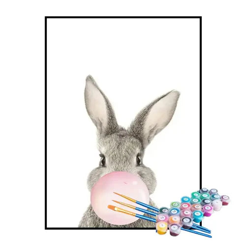 Kit de Pintura Numerada - Coelhinho Cinza com Chiclete