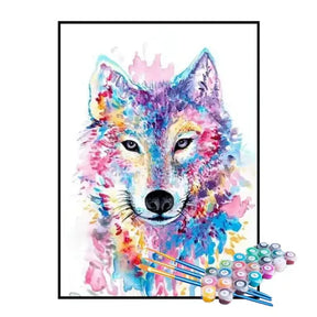 Kit de Pintura Numerada - Lobo Colorido