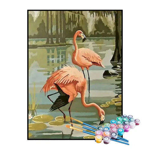 Kit de Pintura Numerada - Flamingos no Rio