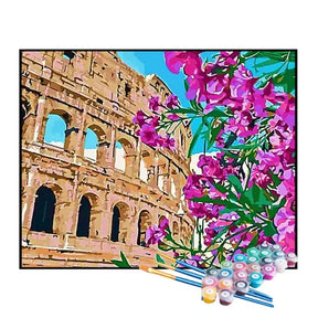 Kit de Pintura Numerada - Coliseu e Flores Romanas