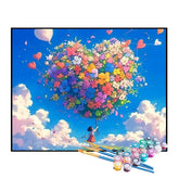 Kit de Pintura Numerada - Balões e Flores em Forma de Coração