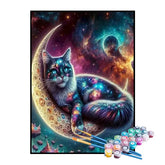 Kit de Pintura Numerada - Gatinho de Olhos Azuis na Lua