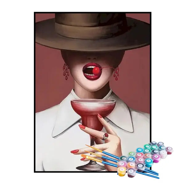 Kit de Pintura Numerada - Bebida com uma Cereja