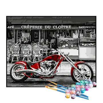 Kit de Pintura Numerada - Moto Vermelha na Cidade