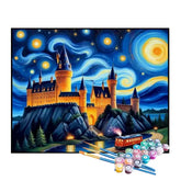 Kit de Pintura Numerada - Castelo na Noite Estrelada
