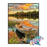 Kit de Pintura Numerada - Canoa ao Pôr do Sol
