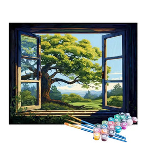 Kit de Pintura Numerada - A Vista Através da Janela
