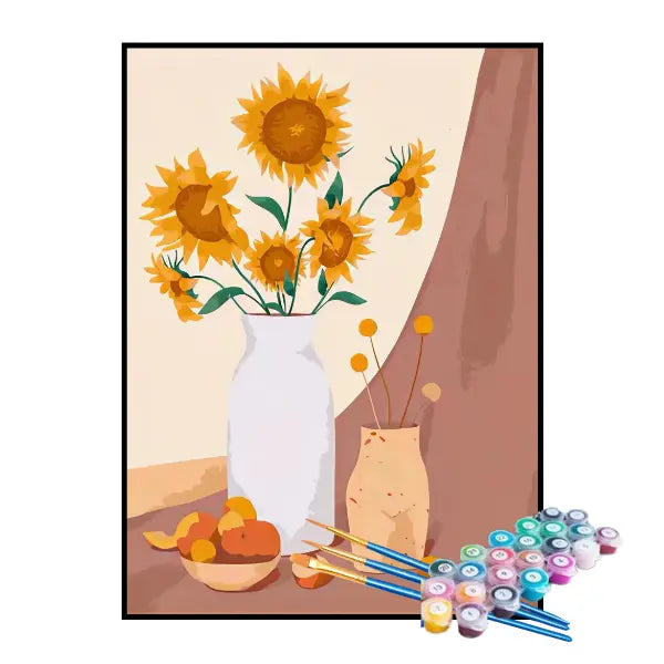 Kit de Pintura Numerada - Vaso de Girassóis na Árvore