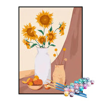Kit de Pintura Numerada - Vaso de Girassóis na Árvore