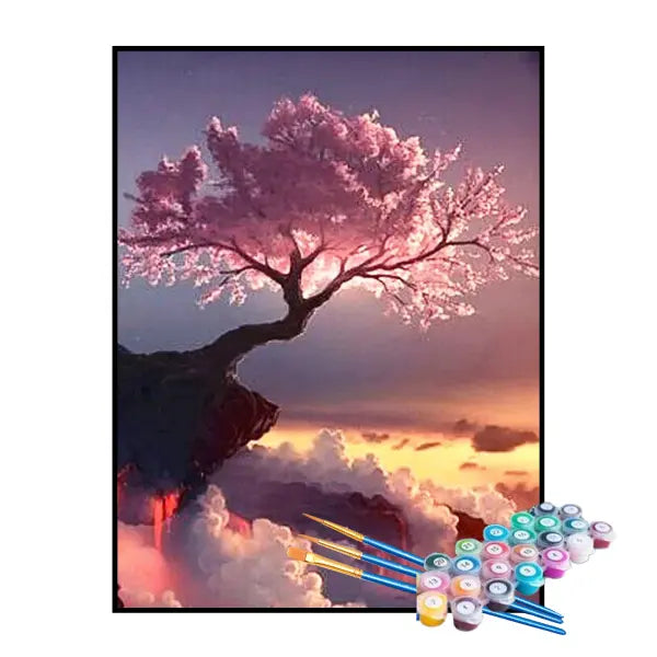 Kit de Pintura Numerada - Cerejeira na Montanha