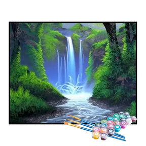 Kit de Pintura Numerada - Cachoeira Desaguando na Floresta