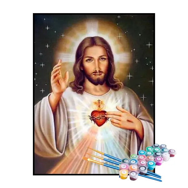 Kit de Pintura Numerada - Sagrado Coração de Jesus