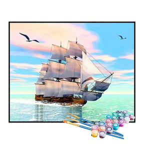 Kit de Pintura Numerada - Barco Navegando