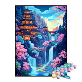 Kit de Pintura Numerada - Templo no Topo das Cachoeiras