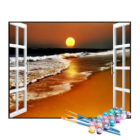 Kit de Pintura Numerada - A Janela com Vista para o Mar