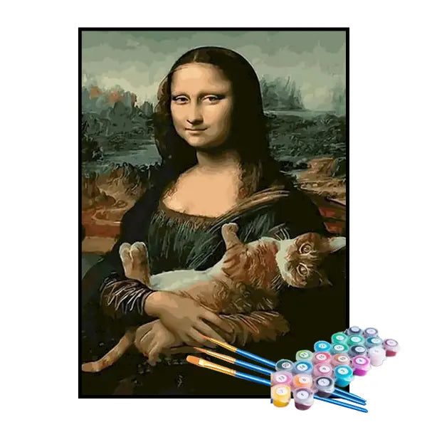 Kit de Pintura Numerada - Mona Lisa com um Gato 1