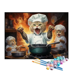 Kit de Pintura Numerada - Chef Gato Cozinheiro