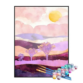 Kit de Pintura Numerada - Céu Rosa e Branco