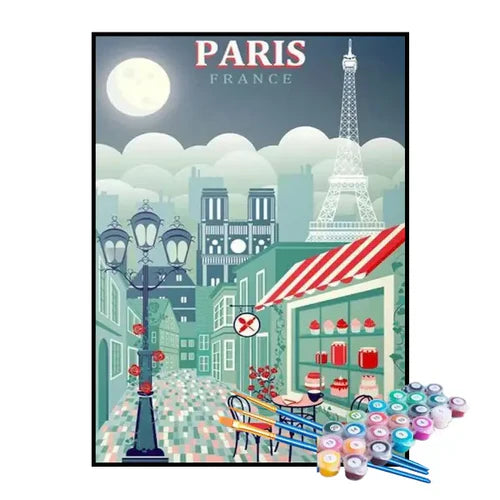 Kit de Pintura Numerada - Mapa de Paris