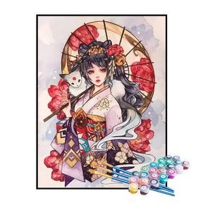 Kit de Pintura Numerada - Japonesa e Gato