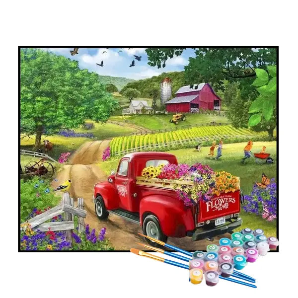 Kit de Pintura Numerada - Colheita de Flores