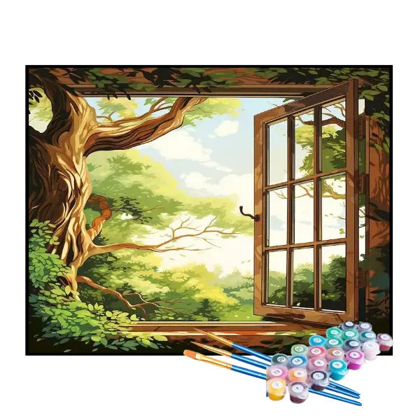Kit de Pintura Numerada - A Árvore Vista Pela Janela