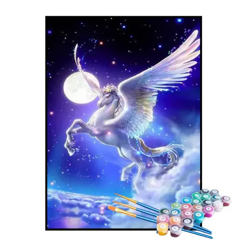 Kit de Pintura Numerada - Unicórnio sob a Lua Cheia
