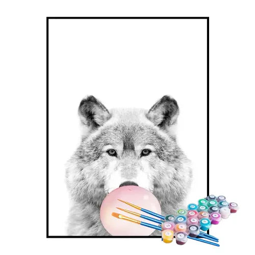 Kit de Pintura Numerada - Lobo com Chiclete