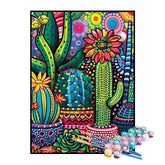 Kit de Pintura Numerada - Cactos Estampados e Coloridos