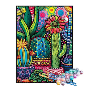 Kit de Pintura Numerada - Cactos Estampados e Coloridos