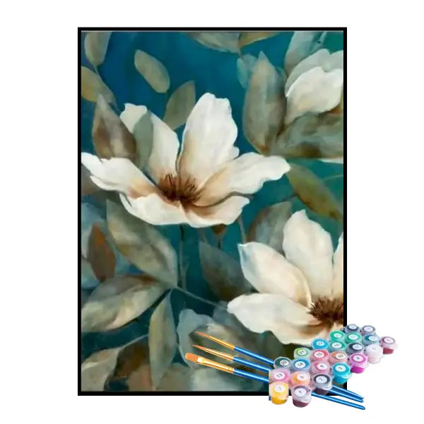 Kit de Pintura Numerada - Flores Brancas