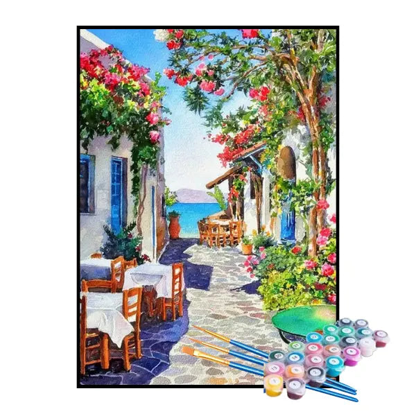 Kit de Pintura Numerada - Restaurante à Beira-Mar