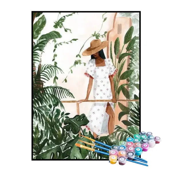 Kit de Pintura Numerada - Florista Cuidando das Plantas