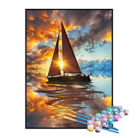 Kit de Pintura Numerada - Navio Partindo ao Nascer do Sol